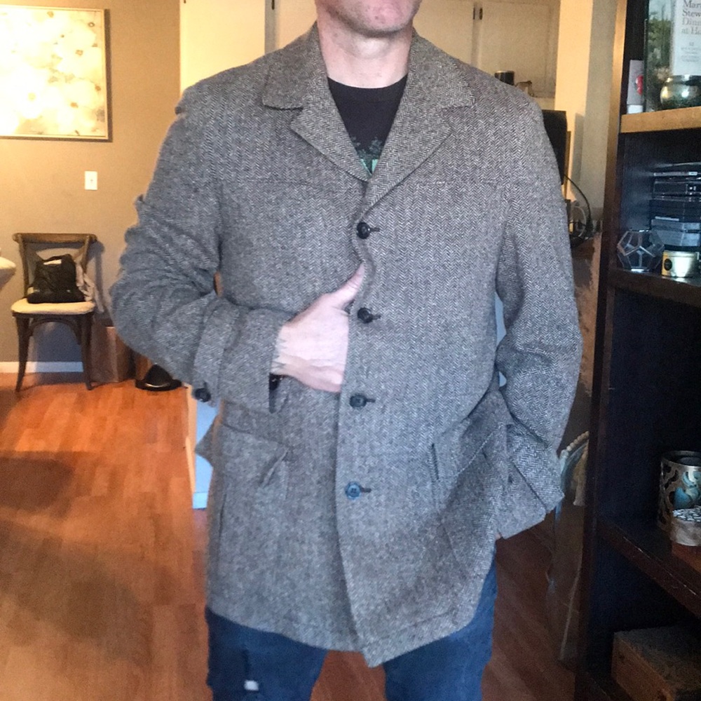 Zara man wool tweed blazer coat jacket
